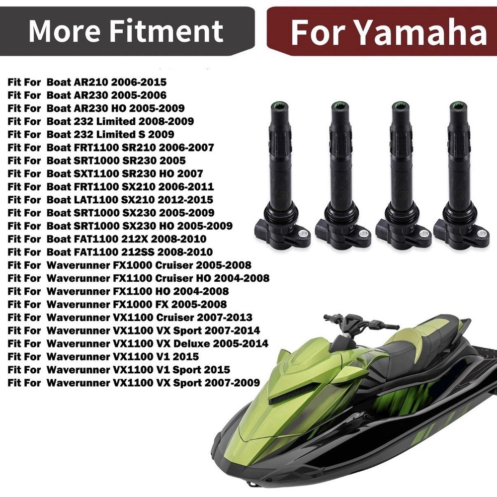 Ignition Coils 4 Pcs For Yamaha WaveRunner FX Cruiser FX1100 HO 2004 2005-2008
